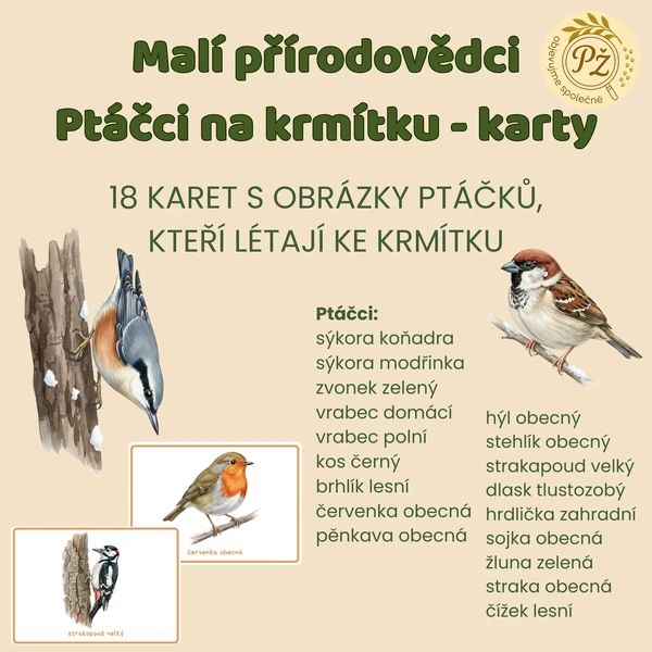 Malí přírodovědci: Demonstrační karty Ptáčci u krmítka