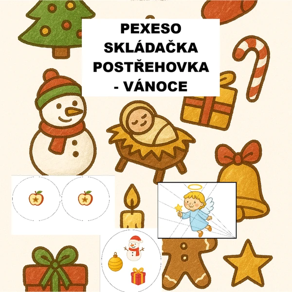 Postřehovka, skládačka, pexeso - Vánoce
