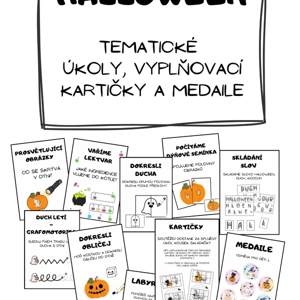 Halloween - tematické úkoly, kartičky a medaile