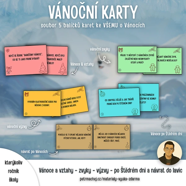 Velké VÁNOČNÍ KARTY: výzvy i reflexe (5 sad karet)