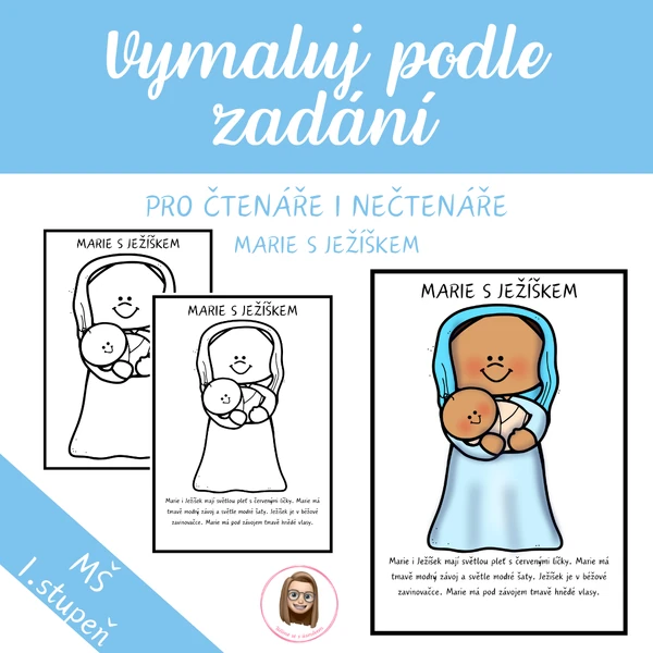 MARIE S JEŽÍŠKEM - vymaluj podle zadání