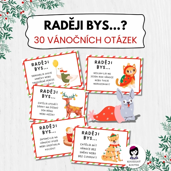 Konverzační kartičky Vánoce Raději bys | Advent | Zima | Vánoce | Vánoční