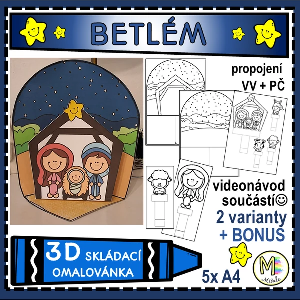 BETLÉM - 3D SKLÁDACÍ OMALOVÁNKA