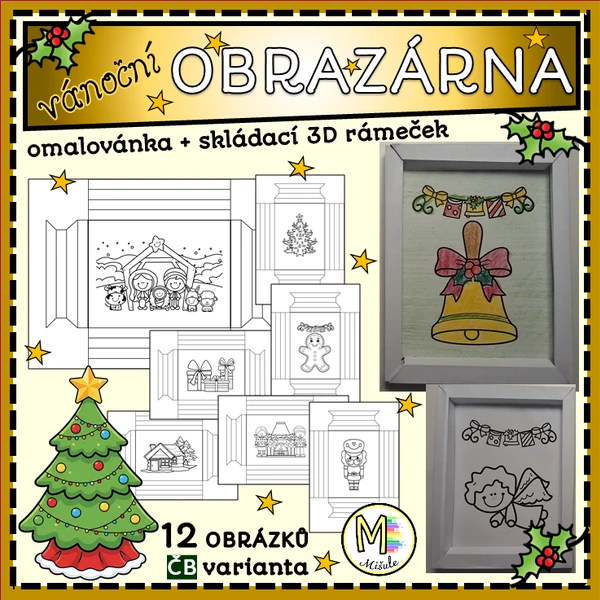 OBRAZÁRNA - VÁNOČNÍ - OMALOVÁNKA + 3D RÁMEČEK