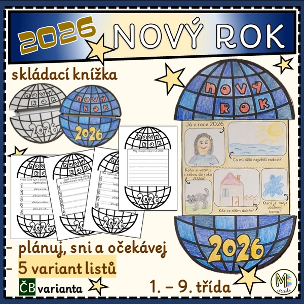 NOVÝ ROK 2026 - SKLÁDACÍ KNÍŽKA - DISKOKOULE