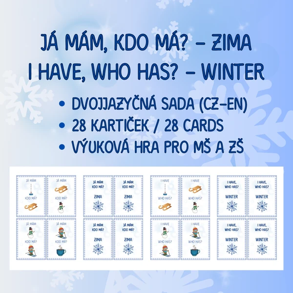 ZIMA – Já mám, kdo má? (CZ–EN) – 28 kartiček (MŠ a ZŠ)