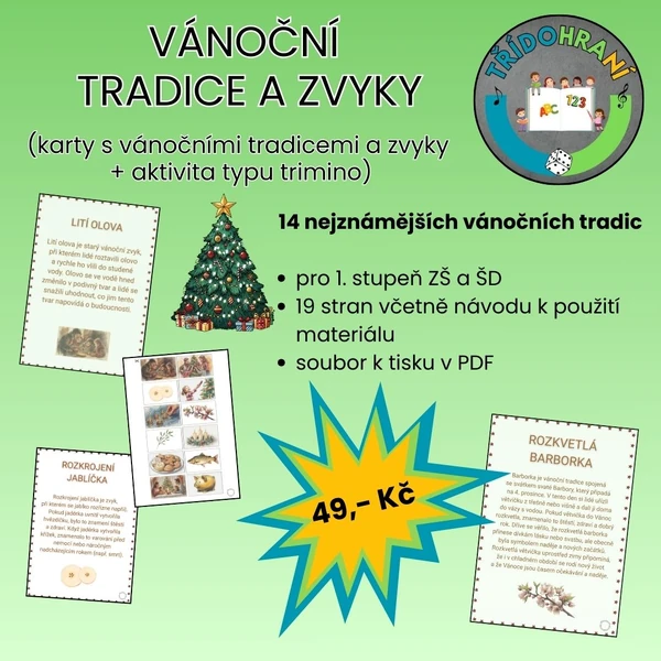 VÁNOČNÍ TRADICE A ZVYKY - výukové karty + trimino
