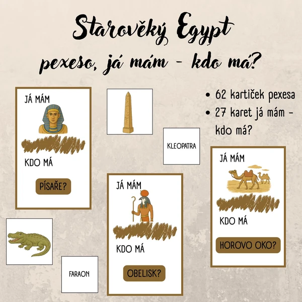 Starověký Egypt - pexeso a já mám - kdo má?