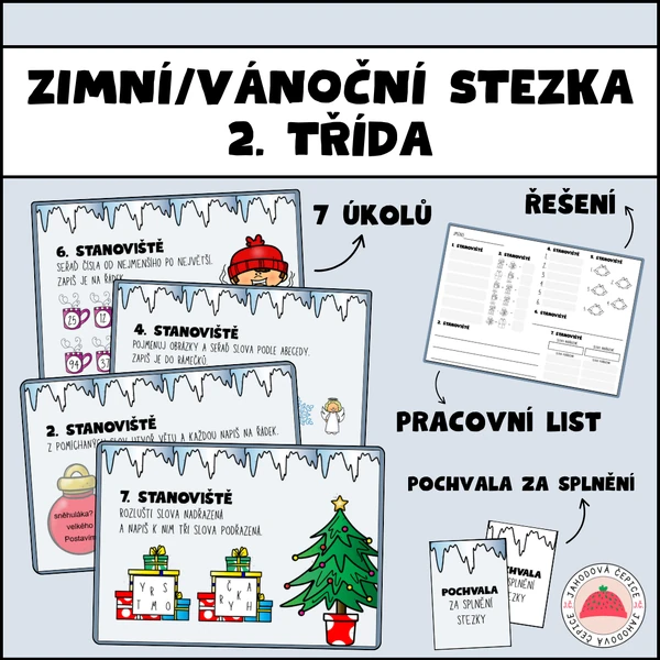 Zimní/vánoční stezka s úkoly - 2. třída