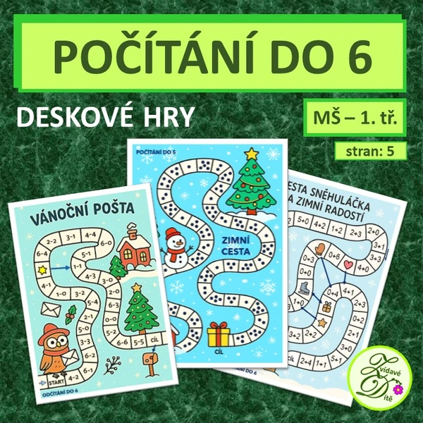 Počítání do 6 - zimní deskovky