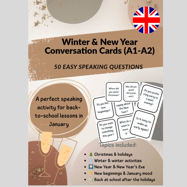 Winter & New Year Conversation Cards (A1-A2)