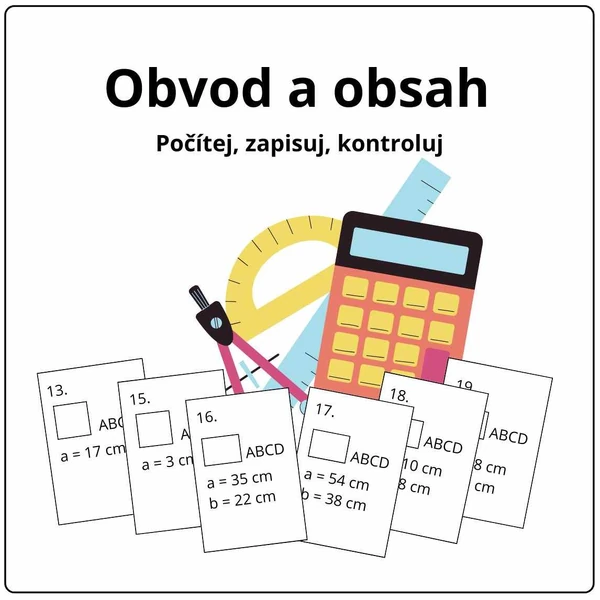 Obvod a obsah - karty k procvičování 