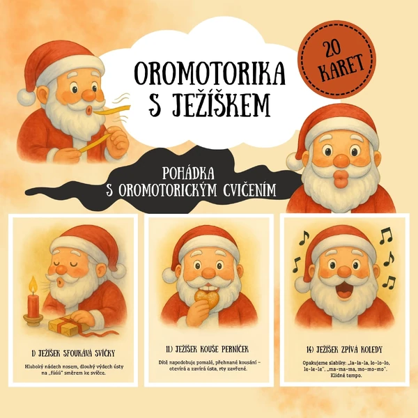 Oromotorika s Ježíškem (pohádka + 20 karet)