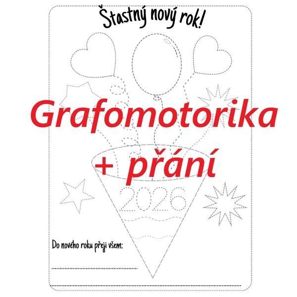 Grafomotorická omalovánka s přáním do nového roku