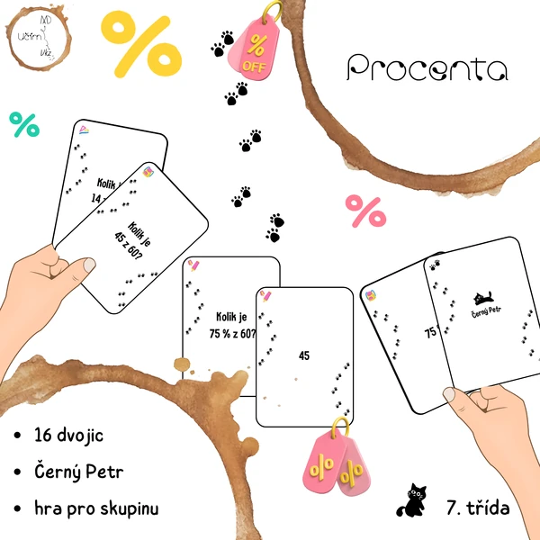 Procenta - počet procent, procentová část, základ (Černý Petr)