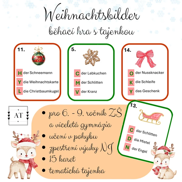 Weihnachtsbilder - běhací hra s tajenkou