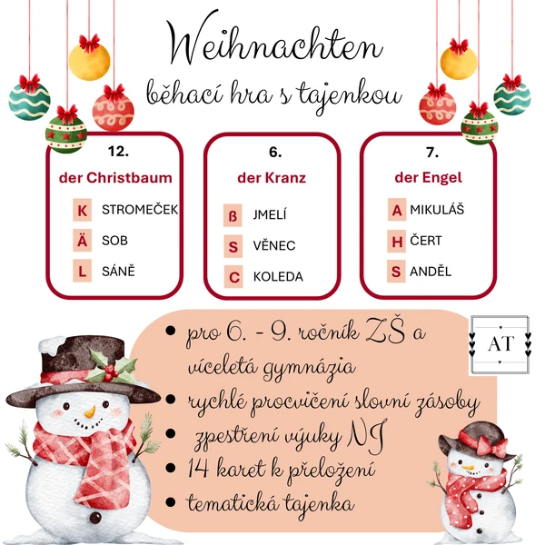 Weihnachten - běhací hra s tajenkou
