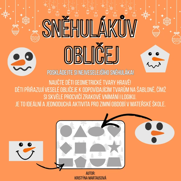 Sněhulákův obličej - Poznáváme geometrické tvary 