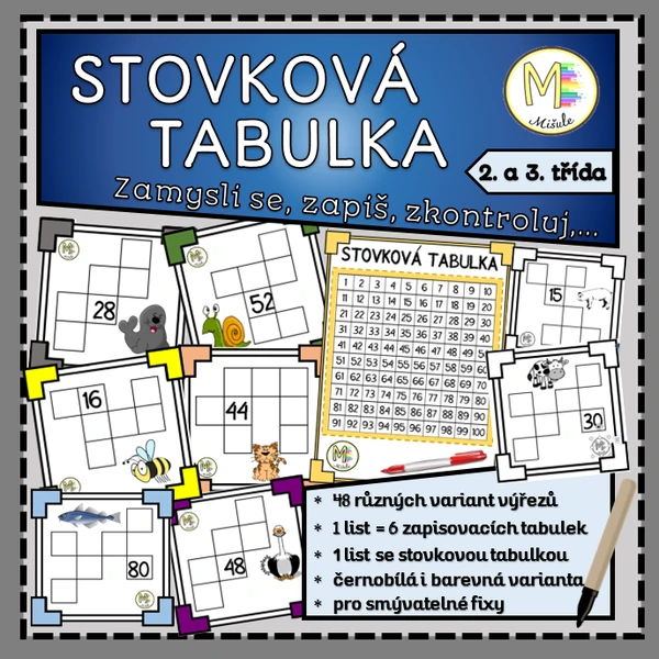 STOVKOVÁ TABULKA + VÝŘEZY