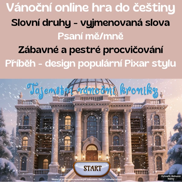 Tajemství vánoční kroniky - vánoční online hra do ČJ