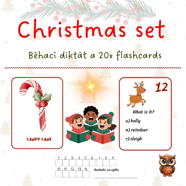 Christmas set - běhací diktát a flashcards