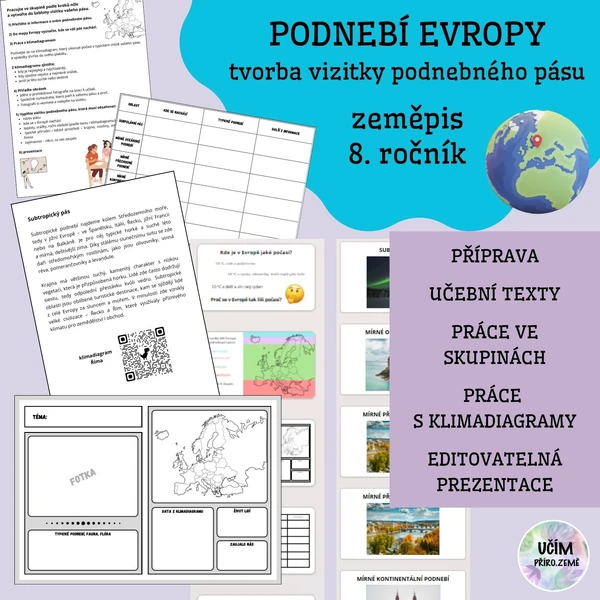 Podnebí Evropy - tvorba vizitky podnebného pásu