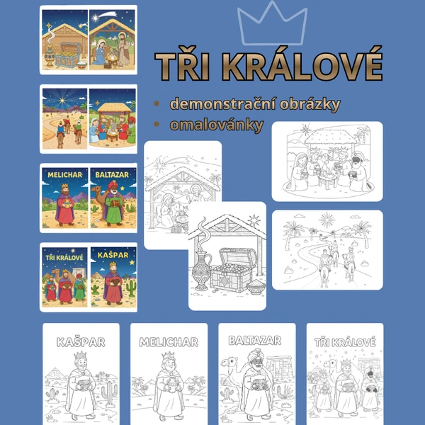Tři králové, obrázky + omalovánky