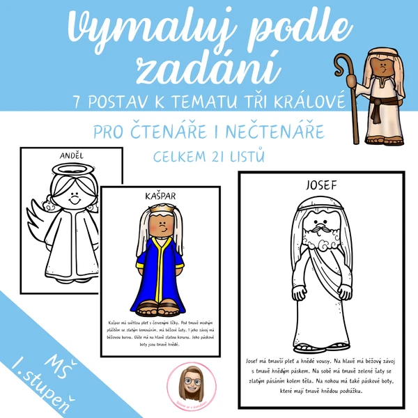 TŘI KRÁLOVÉ - vymaluj podle zadání