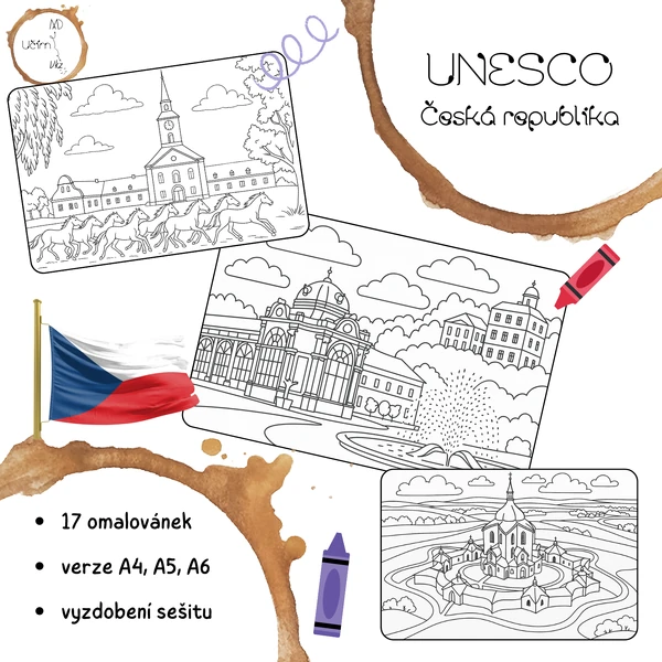 UNESCO - památky České republiky (omalovánky)