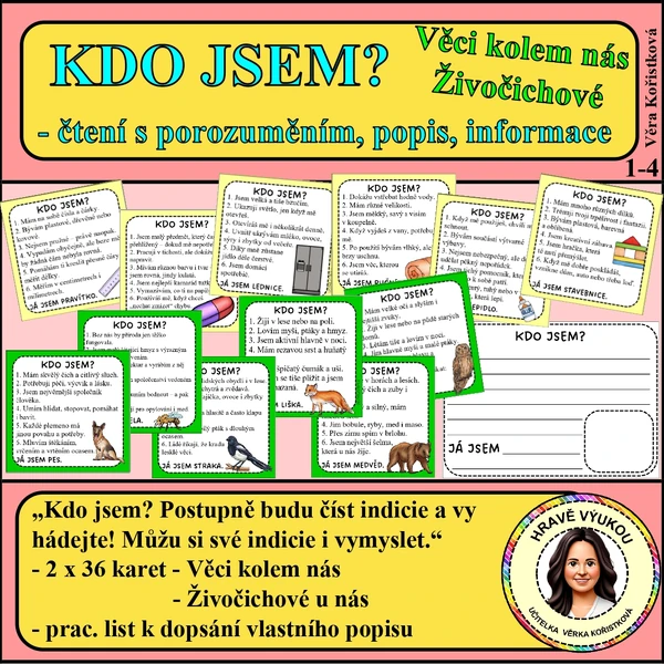 KDO JSEM? – čtení s porozuměním, popis, informace