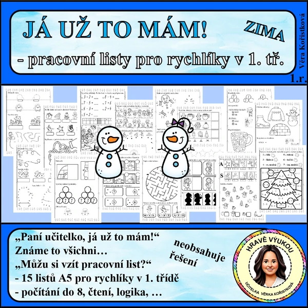 JÁ UŽ TO MÁM – pracovní listy pro rychlíky v 1. třídě – ZIMA