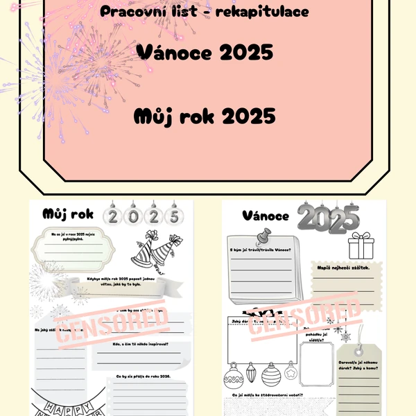 Pracovní listy - Vánoce a můj rok 2025