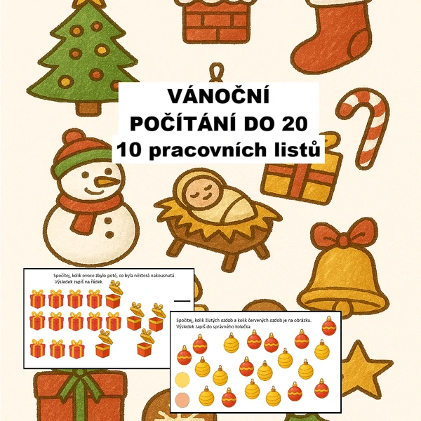Vánoční počítání do 20 - pracovní listy