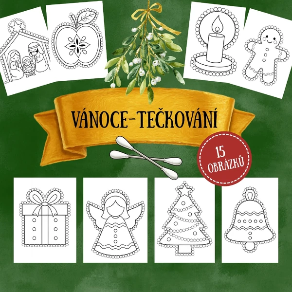 Vánoce - tečkování (15 obrázků) 