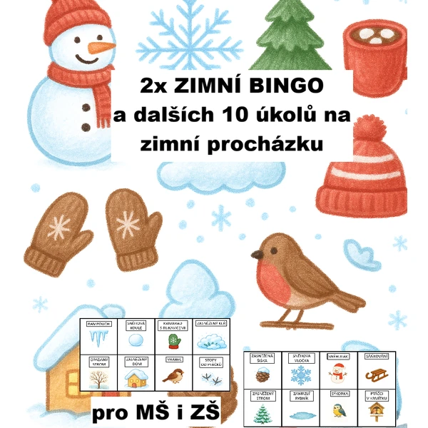 Procházka v zimě - bingo a další úkoly