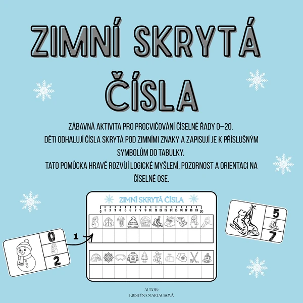 Zimní skrytá čísla - Rozšifruj číselnou řadu!