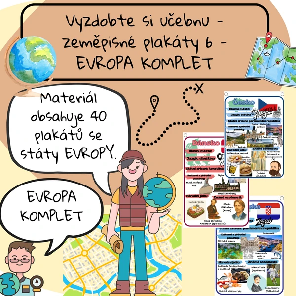 Zeměpisné plakáty 6 - EVROPA KOMPLET
