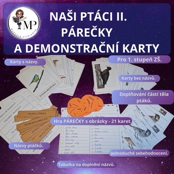 NAŠI PTÁCI II. - párečky, demonstrační karty