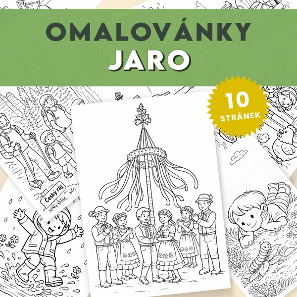 Jaro - sada 10 tematických omalovánek k tisku