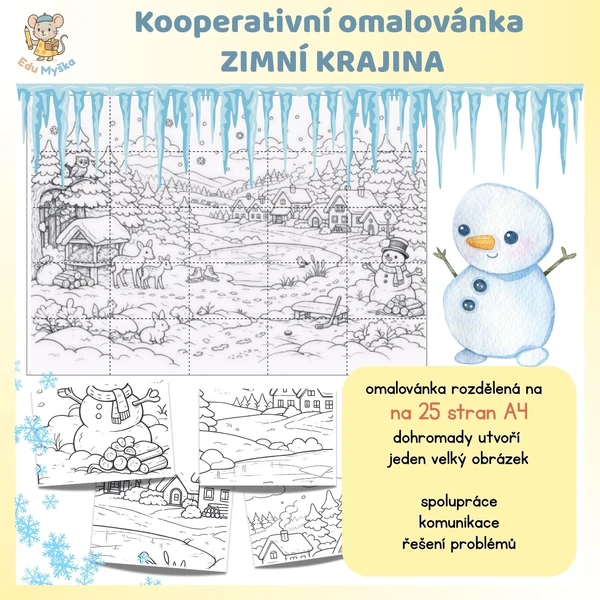 Kooperativní omalovánka ZIMNÍ KRAJINA