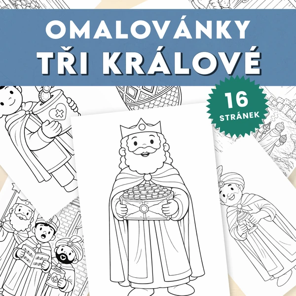 Tři králové -sada 16 omalovánek k tisku