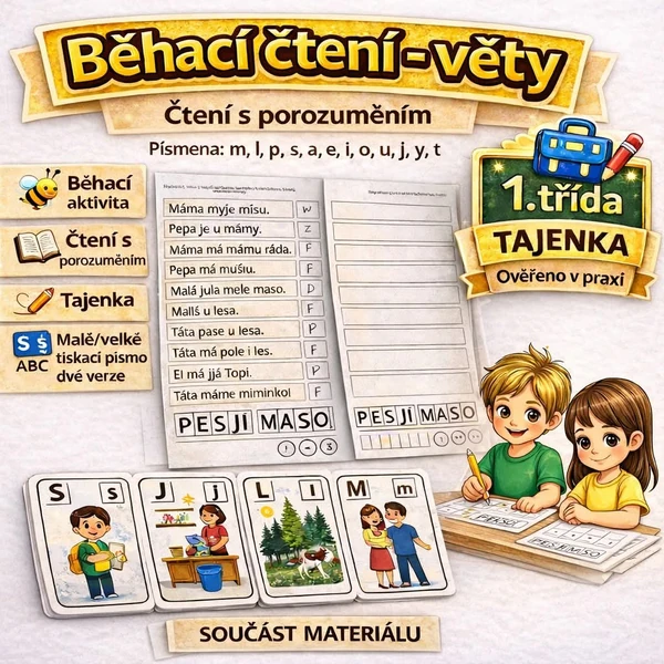 BĚHACÍ ČTENÍ HROU - čtení s porozuměním - 1 .třída