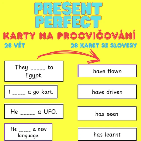 Present perfect - karty k procvičování