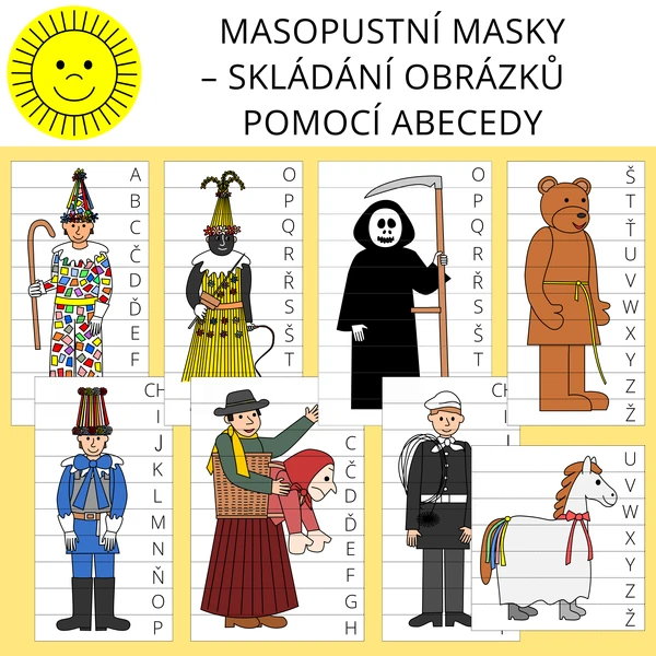 MASOPUSTNÍ MASKY – SKLÁDÁNÍ OBRÁZKŮ POMOCÍ ABECEDY