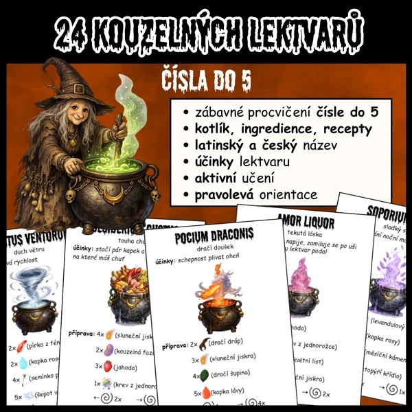 Kouzelné lektvary - představa čísel do 5