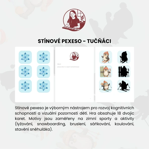 Stínové pexeso - tučňáci