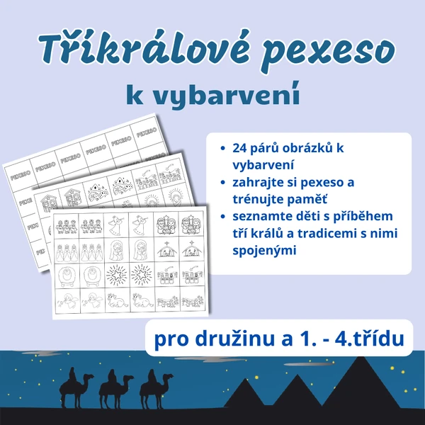 Tříkrálové pexeso k vybarvení