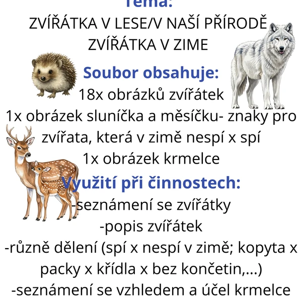 Zvířátka v lese - tisk a laminace