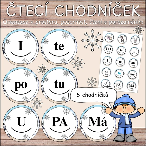 Čtecí chodníček - orientace v prostoru, čtení s porozuměním (po písmeno Z)