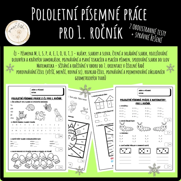 Pololetní písemné práce pro 1. ročník